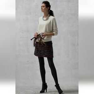 Anthropologie Knitted and Knotted Zigzag Pencil skirt black purple silver size 4